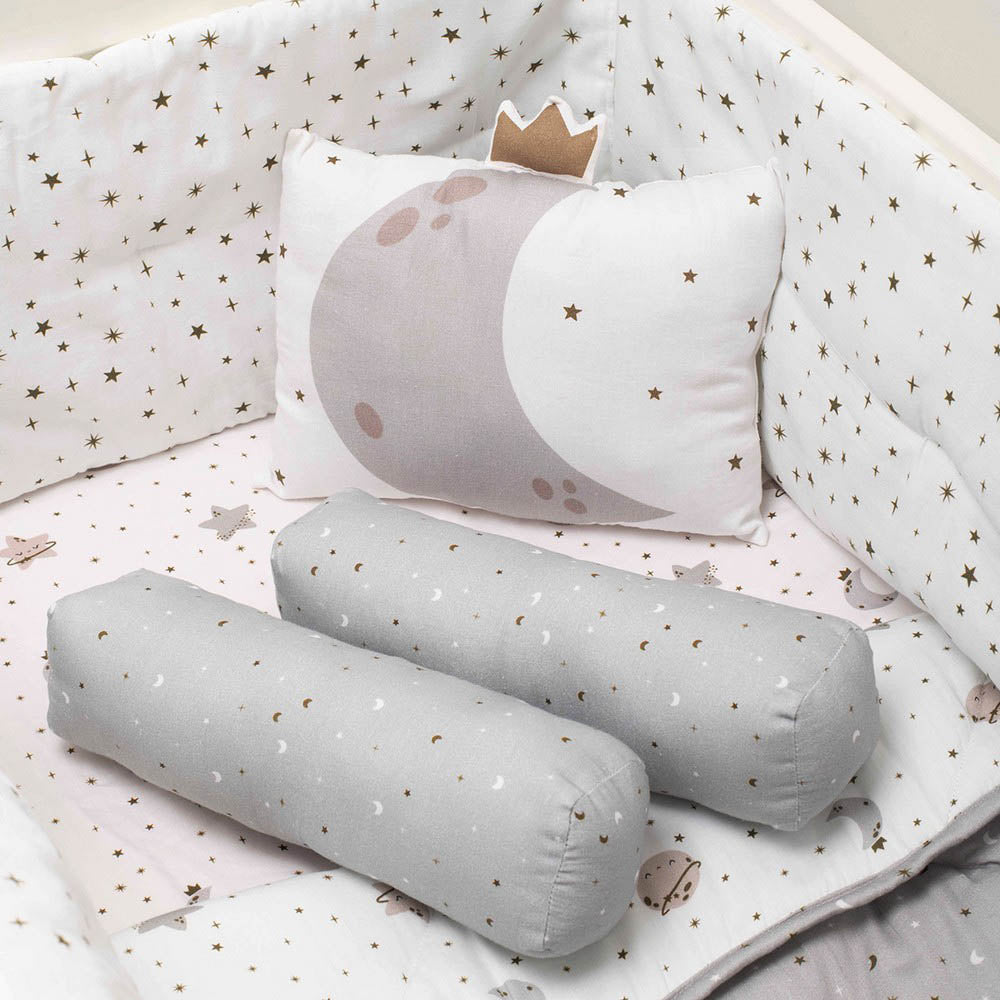Grey Starry Nights Organic Cotton Cot Bedding Set