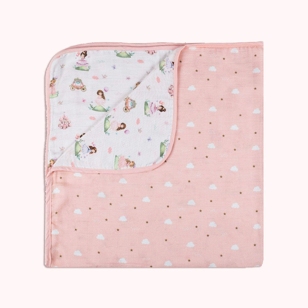 Pink Fairytale Theme Organic Muslin Blanket
