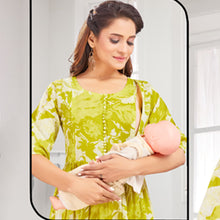 Load image into Gallery viewer, Green Tiered Nursing Maternity Cotton Dress
