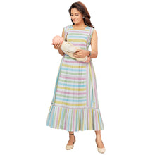 Load image into Gallery viewer, White Striped Printed Nursing Maternity Dress
