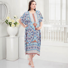 Load image into Gallery viewer, Blue Nursing Maternity Kaftan Dress

