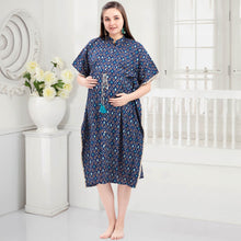 Load image into Gallery viewer, Navy Blue Nursing Maternity Kaftan Dress
