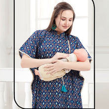 Load image into Gallery viewer, Navy Blue Nursing Maternity Kaftan Dress
