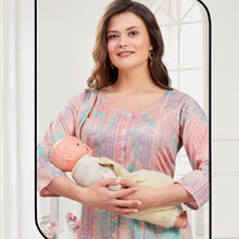 Load image into Gallery viewer, Pink Chevron Nursing Maternity Dress
