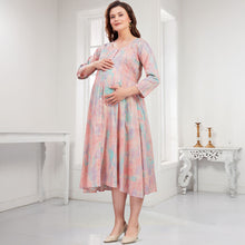 Load image into Gallery viewer, Pink Chevron Nursing Maternity Dress
