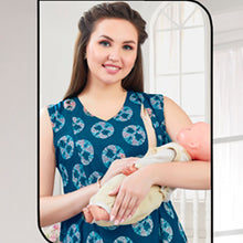 Load image into Gallery viewer, Blue Printed Nursing Maternity Dress
