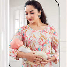 Load image into Gallery viewer, Pink Floral Printed Full Sleeves Maternity Dress
