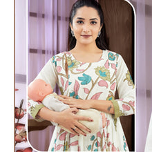 Load image into Gallery viewer, Cream Floral Printed Maternity Dress
