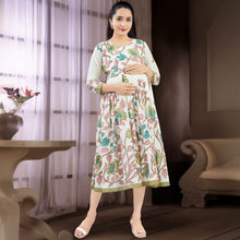 Load image into Gallery viewer, Cream Floral Printed Maternity Dress
