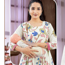 Load image into Gallery viewer, Cream Floral Printed Maternity Dress
