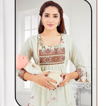 Load image into Gallery viewer, Cream Full Sleeves Nursing Maternity Cotton Dress
