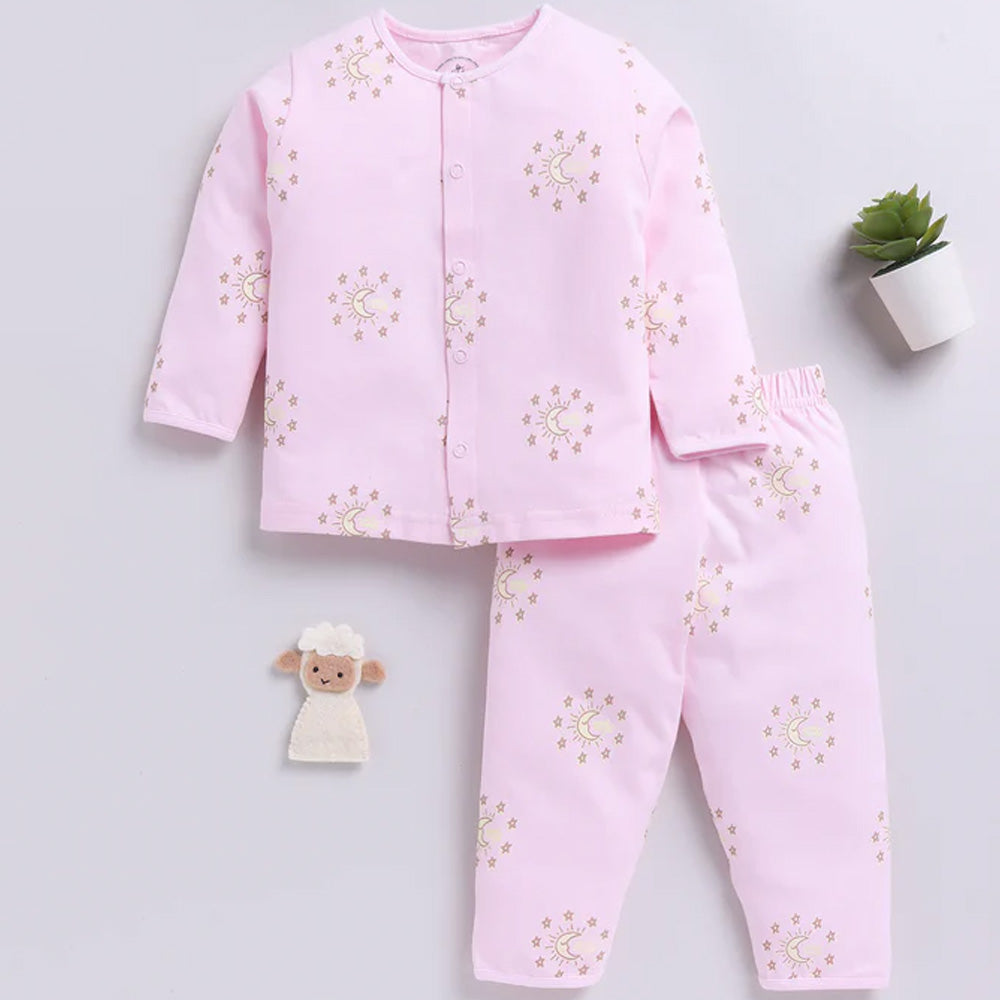 Pink Graphic Them Full sleeve Night Suit