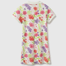 Load image into Gallery viewer, White Floral Regular Fit Polo Neck Dress
