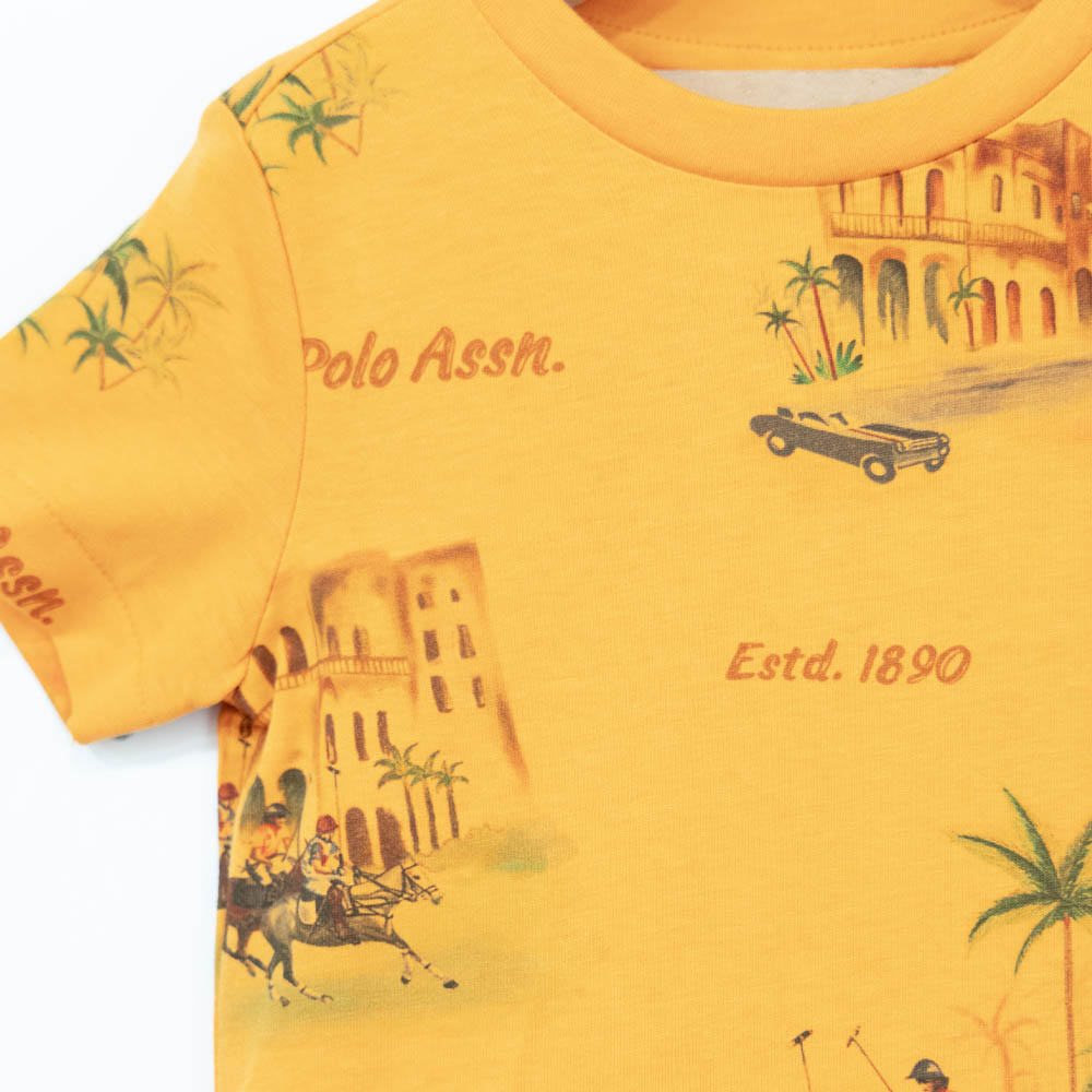 Yellow Regular Fit Printed T-Shirt