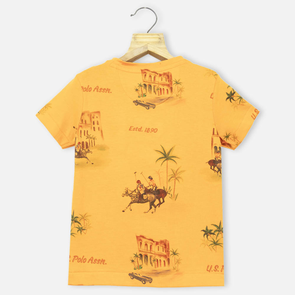 Yellow Regular Fit Printed T-Shirt