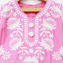 Load image into Gallery viewer, Pink &amp; Yellow Cotton Chikankari Kurta With Sharara &amp; Dupatta
