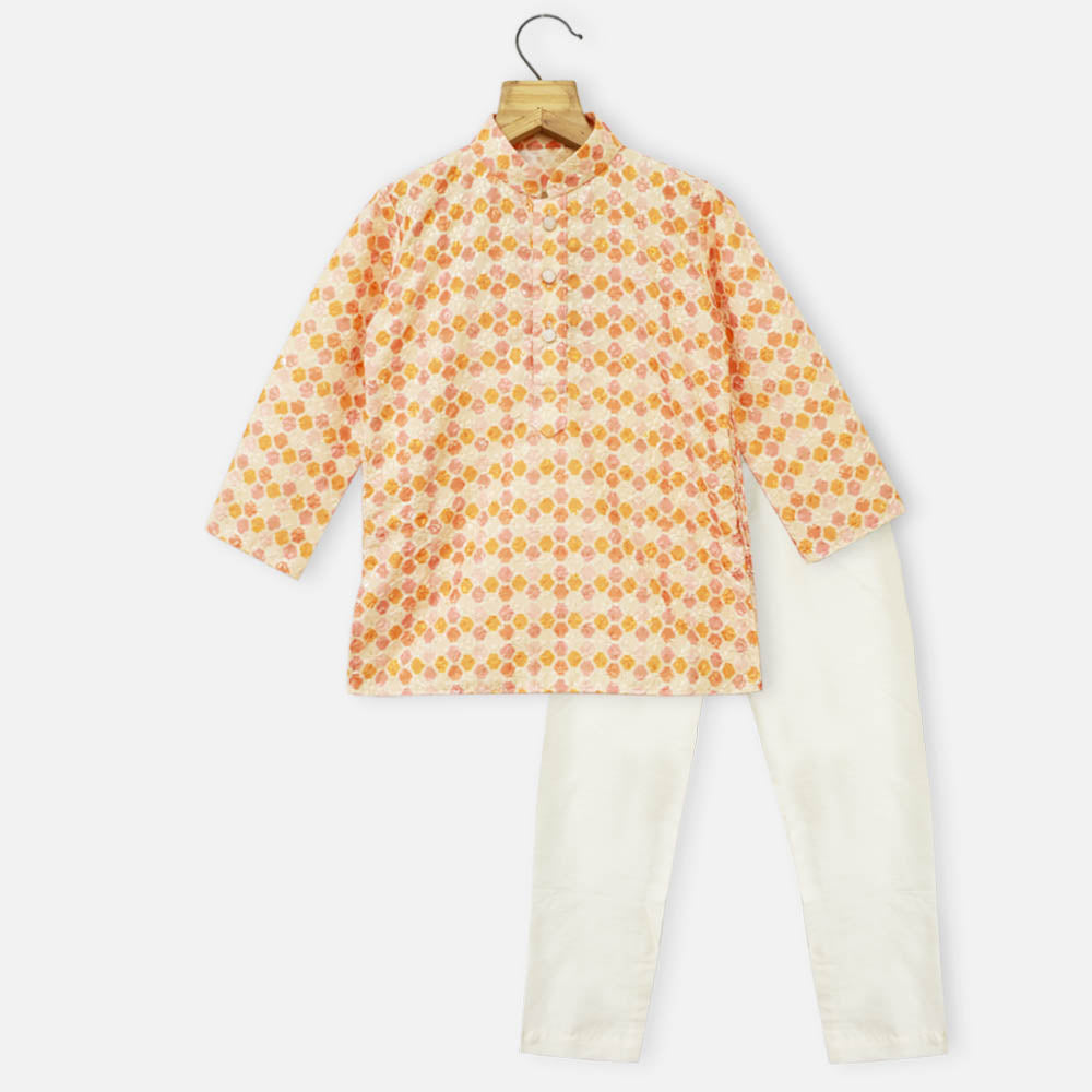 Yellow Embroidered Kurta With Pajama