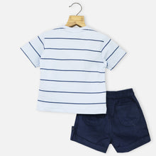 Load image into Gallery viewer, Striped Printed T-Shirt With Corduroy Shorts
