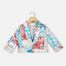 Load image into Gallery viewer, Blue Floral Printed Blazer With Striped Inner With Pant With Bag
