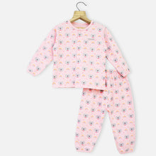 Load image into Gallery viewer, Pink Printed Full Sleeves Night Suit
