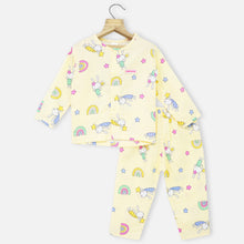 Load image into Gallery viewer, Yellow Bunny Theam Full Sleeves Muslin Night Suit
