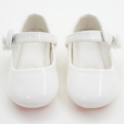 White & Silver Velcro Closure Ballerina