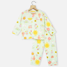 Load image into Gallery viewer, Pink &amp; Green Floral  Theme Full Sleeves Night Suit
