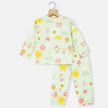 Load image into Gallery viewer, Pink &amp; Green Floral  Theme Full Sleeves Night Suit
