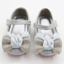 Load image into Gallery viewer, Silver &amp; Black Bow Embellished Velcro Closure Ballerina
