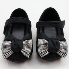 Load image into Gallery viewer, Silver &amp; Black Bow Embellished Velcro Closure Ballerina
