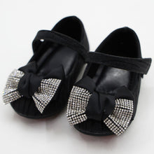 Load image into Gallery viewer, Silver &amp; Black Bow Embellished Velcro Closure Ballerina
