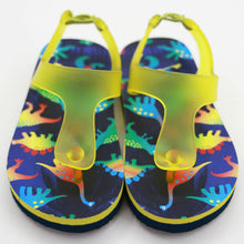 Load image into Gallery viewer, Blue Dino Theme Flip Flops
