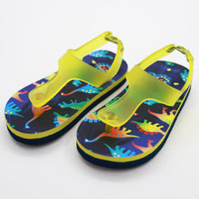 Load image into Gallery viewer, Blue Dino Theme Flip Flops
