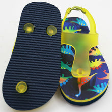 Load image into Gallery viewer, Blue Dino Theme Flip Flops
