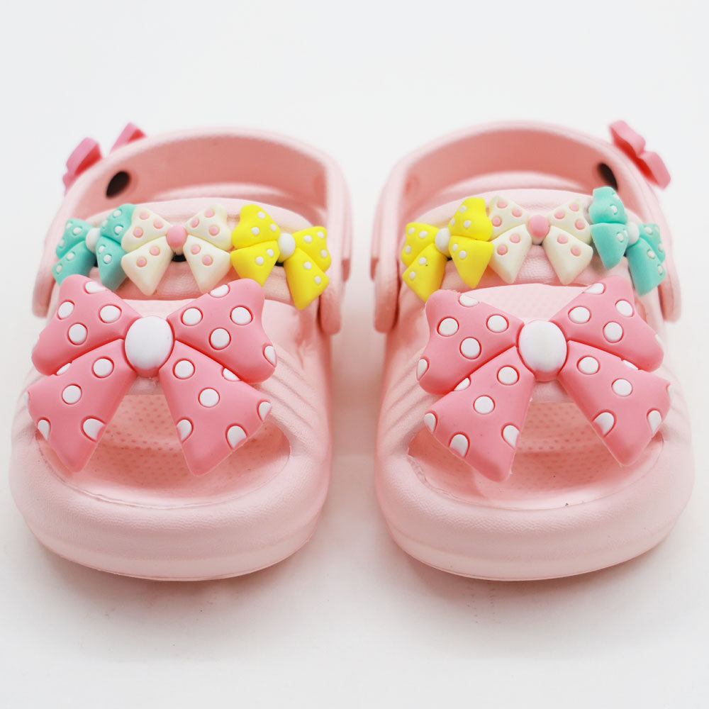 Pink & Peach Sandals With Bow Charms