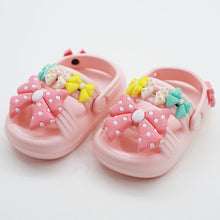 Load image into Gallery viewer, Pink &amp; Peach Sandals With Bow Charms
