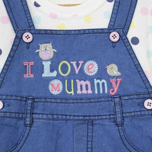 Load image into Gallery viewer, Blue Denim Embroidered Dungaree With Printed Striped T-Shirt
