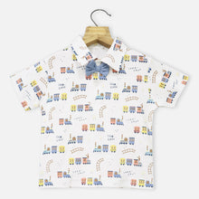 Load image into Gallery viewer, White Vehicle Printed T-Shirt &amp; Shorts With Suspender Set
