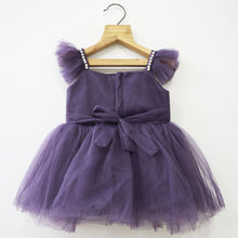 Load image into Gallery viewer, Purple &amp; Teal Bow Embellished Party Dress With Booties &amp; Headband
