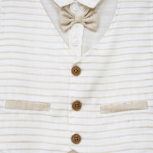 Load image into Gallery viewer, Beige Shirt, Striped Waistcoat &amp; Shorts
