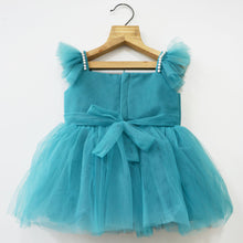 Load image into Gallery viewer, Purple &amp; Teal Bow Embellished Party Dress With Booties &amp; Headband
