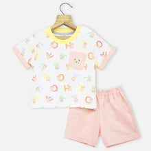 Load image into Gallery viewer, Peach Printed Sleeves T-Shirt With Plain Shorts
