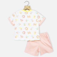 Load image into Gallery viewer, Peach Printed Sleeves T-Shirt With Plain Shorts
