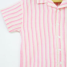 Load image into Gallery viewer, Pink Striped Shirt With Shorts Co-Ord Set
