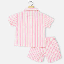 Load image into Gallery viewer, Pink Striped Shirt With Shorts Co-Ord Set
