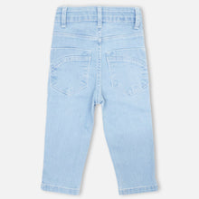 Load image into Gallery viewer, Blue Embellished Raw Jeans
