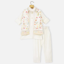 Load image into Gallery viewer, Ivory Floral Printed Jacket With Kurta &amp; Pajama
