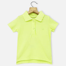 Load image into Gallery viewer, Neon Green Regular Polo Neck Solid T-Shirt
