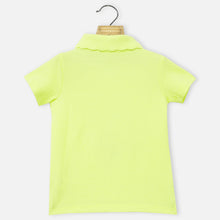 Load image into Gallery viewer, Neon Green Regular Polo Neck Solid T-Shirt
