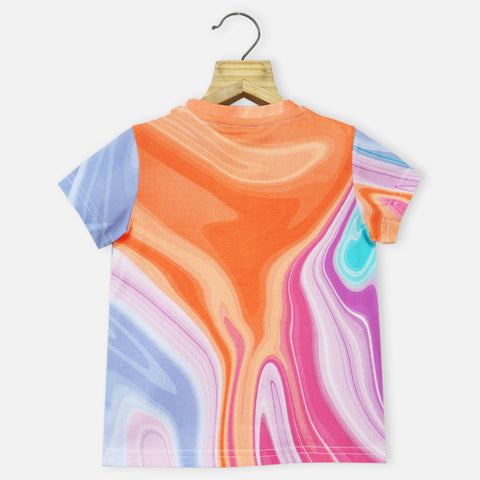 Colorful Regular Round Neck Abstract Printed T-Shirt